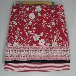 Ann Taylor LOFT Skirt Pink White Floral 6 Straight